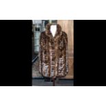 Vintage Dark Brown Jacquard Design Fur Jacket, hook and eye fastening, two slit pockets,