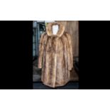 Vintage Mink Coat, Golden Brown, shawl collar, two slit pockets, 3/4 sleeves,