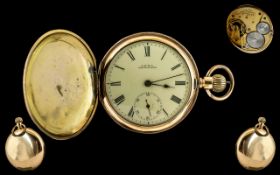 American Watch Co Waltham - Keyless 14ct Gold Plated Full Hunter Pocket Watch.