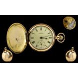 American Watch Co Waltham - Keyless 14ct Gold Plated Full Hunter Pocket Watch.