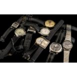 Large Faced Fashion Designer Dress Watches with Black Leather Straps. ( 10 ) In Total.