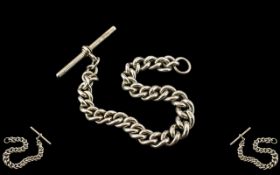 Antique Period Sterling Silver Albert Chain Made to a Bracelet.