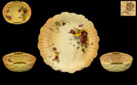 Royal Worcester Trio of Hand Painted Assorted Blush Ivory Porcelain Pieces ( 3 ) Comprises 1/ Royal