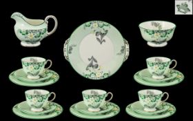 Aynsley ( 20 ) Piece Fine Bone China Tea-Service, Flower Pattern No B4504.