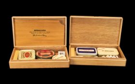 Two Wooden Cigar Boxes Containing Assorted Vintage Tobacco Tins,