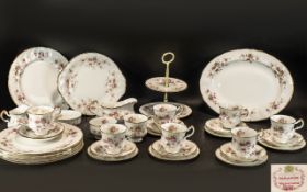 34 Piece Paragon 'Victoriana Rose' Dinner Set, comprising 6 dinner plates, a meat plate,