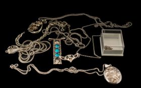 Assorted Silver Jewellery to include, chains, pendants and bracelet.