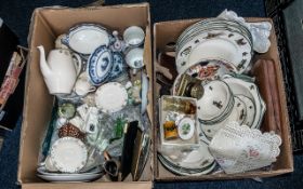 Large Box of Assorted Pottery, Glass & China, comprising Oriental plates.