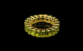 Peridot Full Eternity Ring, 11cts of octagon cut, bright green peridots,