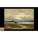 Reginald Aspinwall Gouache Oil Painting on board of an impressionistic river estray scene,