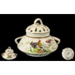 Royal Worcester Superb Quality Hand Painted Twin Handle Small Lidded Pot-Pourri,