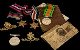 Group of Medals. Medals to Include Soldiers Service and Pay book, Medals with Ribbons etc.