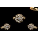 Russian Imperial - Beautiful 14ct Gold Diamond Set Cluster Ring. Pre 1917 - Romanov Period.