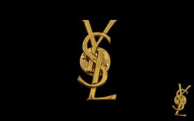 Yves Saint Laurent Pin Badge. Genuine YSL Gold Plated Pin Badge / Brooch. Please See Photo.