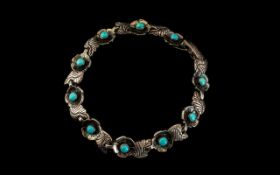 Antique Silver & Turquoise Bracelet.