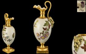 Royal Worcester Hand Painted Wine Ewer of Classical Form.