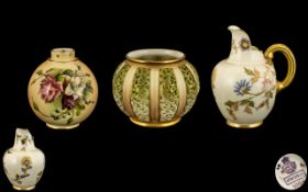 Royal Worcester Collection of Hand Painted Small Vases / Jugs ( 3 ) In Total.