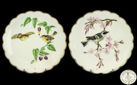 Royal Worcester Hand Painted Ltd Edition Pair of Dorothy Doughty ' Flowers and Birds ' Cabinet