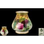 Royal Worcester Hand Painted Vase ' Roses ' Stillife. Date 1911 & Shape No 291. Height 4.