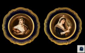 Vienna - 19th Century Porcelain Pair of Cabinet Plates,