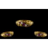 Edwardian Period 18ct Gold Attractive Natural Ruby and Diamond Set Ring with Ornate Setting.