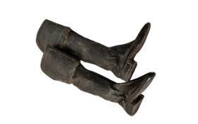 Rare Pair of Georgian Miniature Leather Boots, probably a traveller's sample of the period,