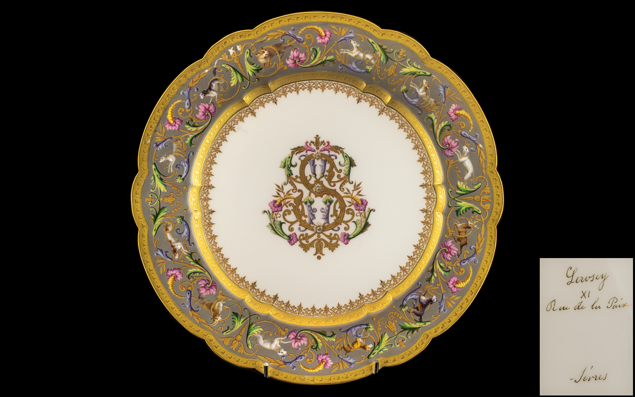 Sevres 18th Century Superb Quality Hand Painted Porcelain Cabinet Plate with Exquisite Hand Painted