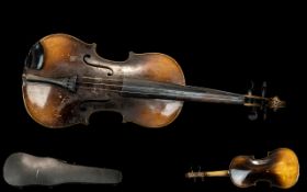 Antique Violin and Bow. Violin 60 cms In length - Please See Photo.