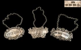 Collection of Silver Items, Comprises 1/ George IV Sterling Silver Label for Burgundy.