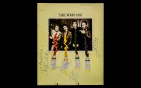 The Who Autographs of All Four Stars on Complete 1981 UK Tour Programme, Roger Daltry,