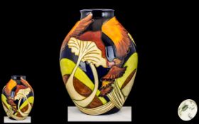 Moorcroft Modern Tube lined Ovoid Shaped Vase ' Parasol Dance ' Pattern, Styalished Mushrooms.