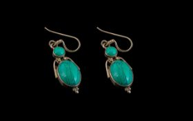 Vintage Silver & Turquoise Set Earrings. Lovely Statement Earrings, Turquoise Set In 925 Silver.