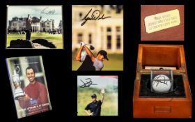Golfing Interest - Tiger Woods Signed Nike Golf Ball housed in wooden presentation box,