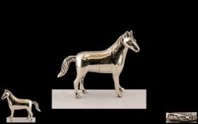 Solid Silver Novelty Horse, Fully Hallmarked for Silver. Please See Photo.