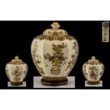 Imperial Satsuma Ovoid Shaped Lidded Vase of Fine Quality,