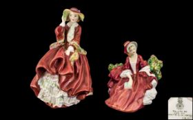 Royal Doulton Pair of Early Hand Painted Porcelain Figures 1/ ' Lydia ' HN1908. Designer L.