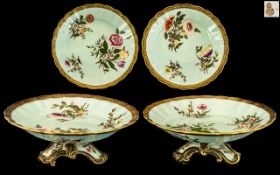 Royal Worcester Stunning and Superb Pair of Hand Painted Porcelain Pedestal Dishes / Tazza's.