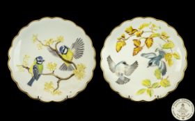 Royal Worcester Hand Painted Ltd Edition Pair of Dorothy Doughty ' Flowers and Birds ' Cabinet