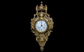 Antique Ormalu French Cartel Wall Clock, the Case Finely Cast and Decorated In The Rococo Style,