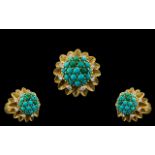 18ct Yellow Gold - 1970's Retro Turquois