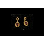 Ruby Geometric Drop Earrings, 2cts oval