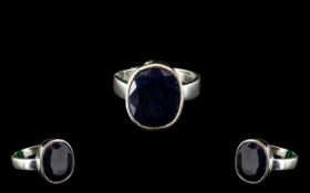 Blue sapphire ring in 925 silver with 21