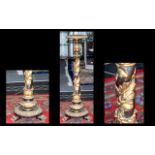 Gilt Lacquered Torchere carved column of
