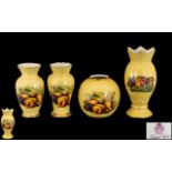 Aynsley - Fine Bone China Collection of ' Orchard Gold ' Pattern Vases ( 4 ) In Total. Various