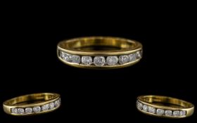 Ladies 18ct Yellow Gold Contemporary Designed Diamond Set Half Eternity Ring. Full Hallmark for 18ct