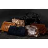 Collection of Vintage Handbags, comprising: brown leather mock-croc single handle bag by Waldybag;