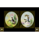 Russell Francis Worcester Pair of Fine Quality - Hand Painted By Individual Artists Porcelain Plaque