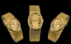 Piaget 18ct Gold Manual Wind - Unisex Wrist Watch - with Integral 18ct Gold Mesh Bracelet. Full