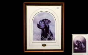 Two Limited Edition Signed Prints of Black Labradors. 1. By artist John Silver, 559/750, depicting a