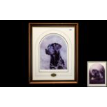 Two Limited Edition Signed Prints of Black Labradors. 1. By artist John Silver, 559/750, depicting a